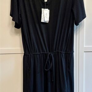 LuLaRoe XL Black Xanthe Short Sleeve Drawstring Waist Romper NWT